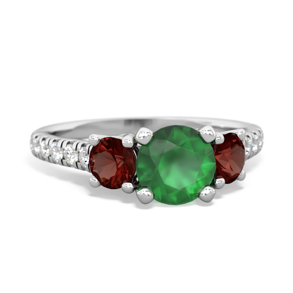 Emerald Pave Trellis 14K White Gold ring R5500