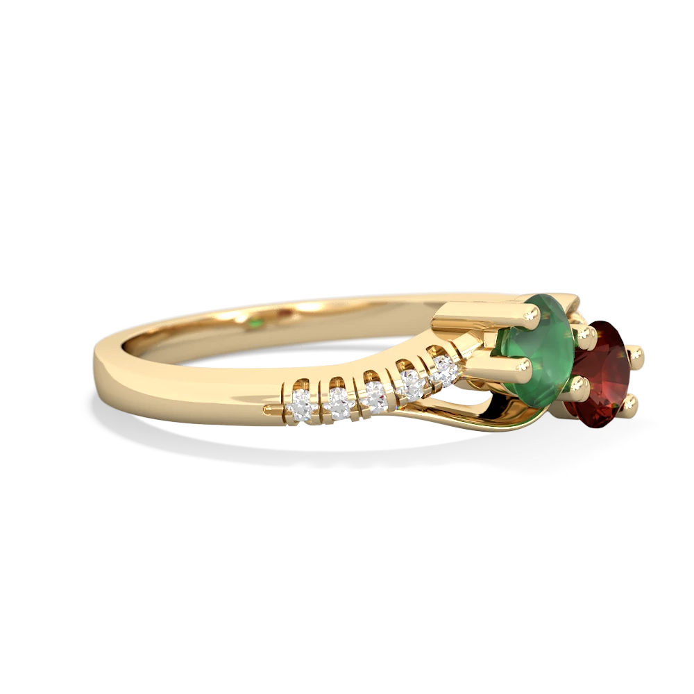 Emerald Infinity Pave Two Stone 14K Yellow Gold ring R5285