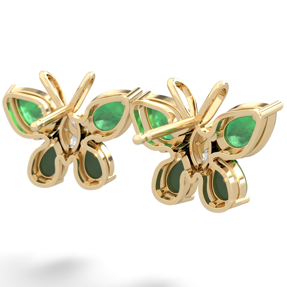 Emerald Butterfly 14K Yellow Gold earrings E2215