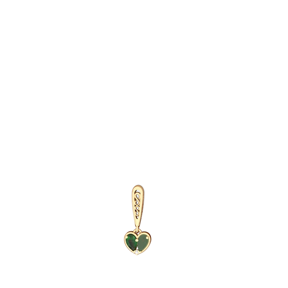 Emerald Filligree Heart 14K Yellow Gold earrings E5070