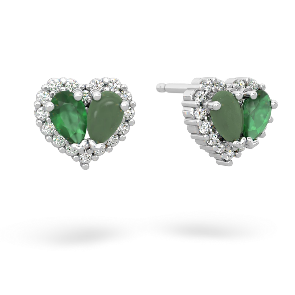 Emerald Halo 14K White Gold earrings E7008