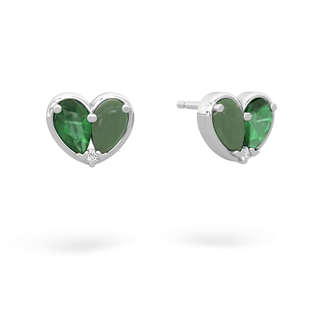 Emerald 'Our Heart' 14K White Gold earrings E5072