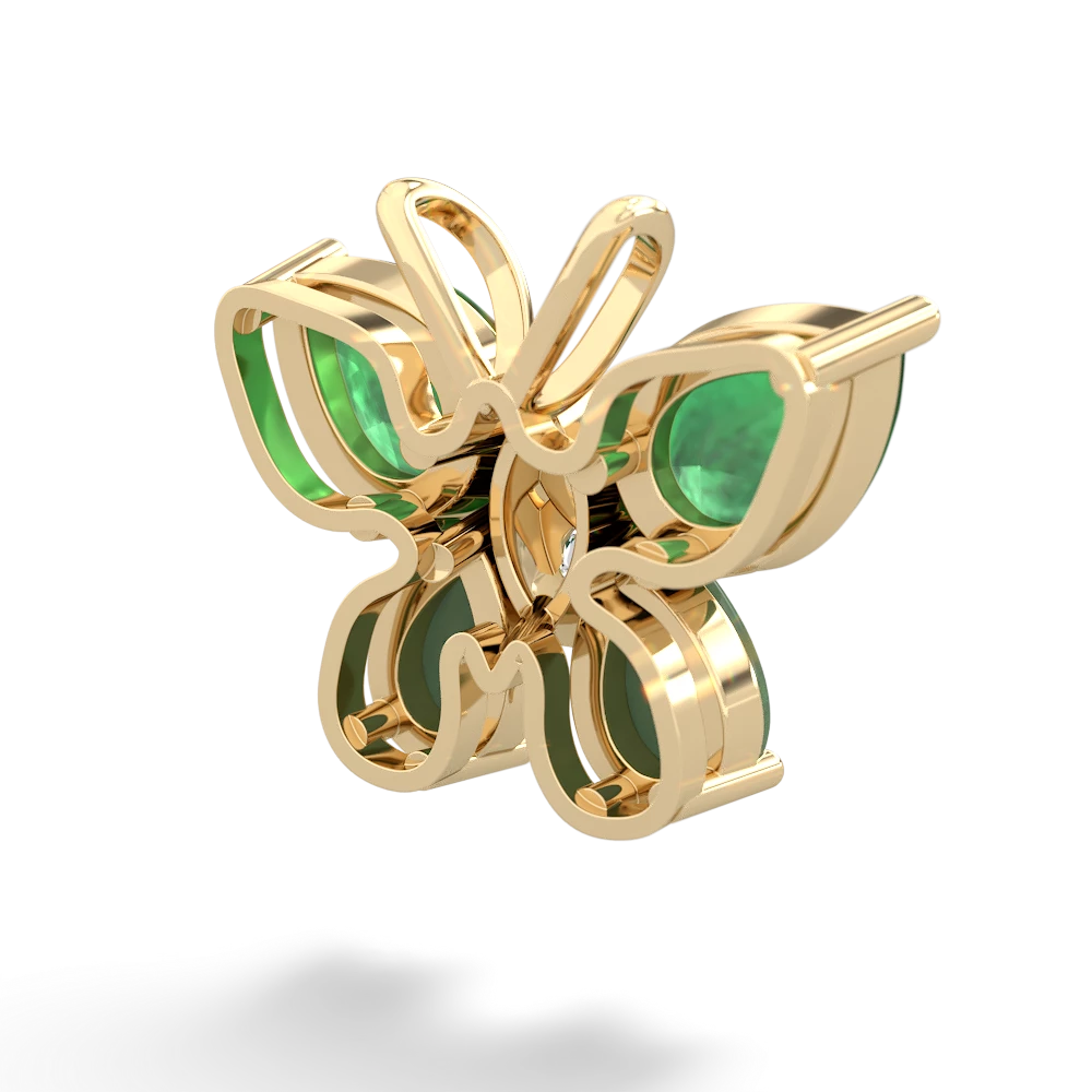 Emerald Butterfly 14K Yellow Gold pendant P2215