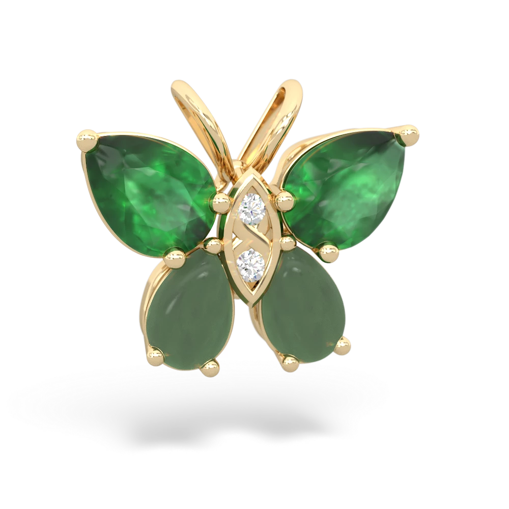 Emerald Butterfly 14K Yellow Gold pendant P2215