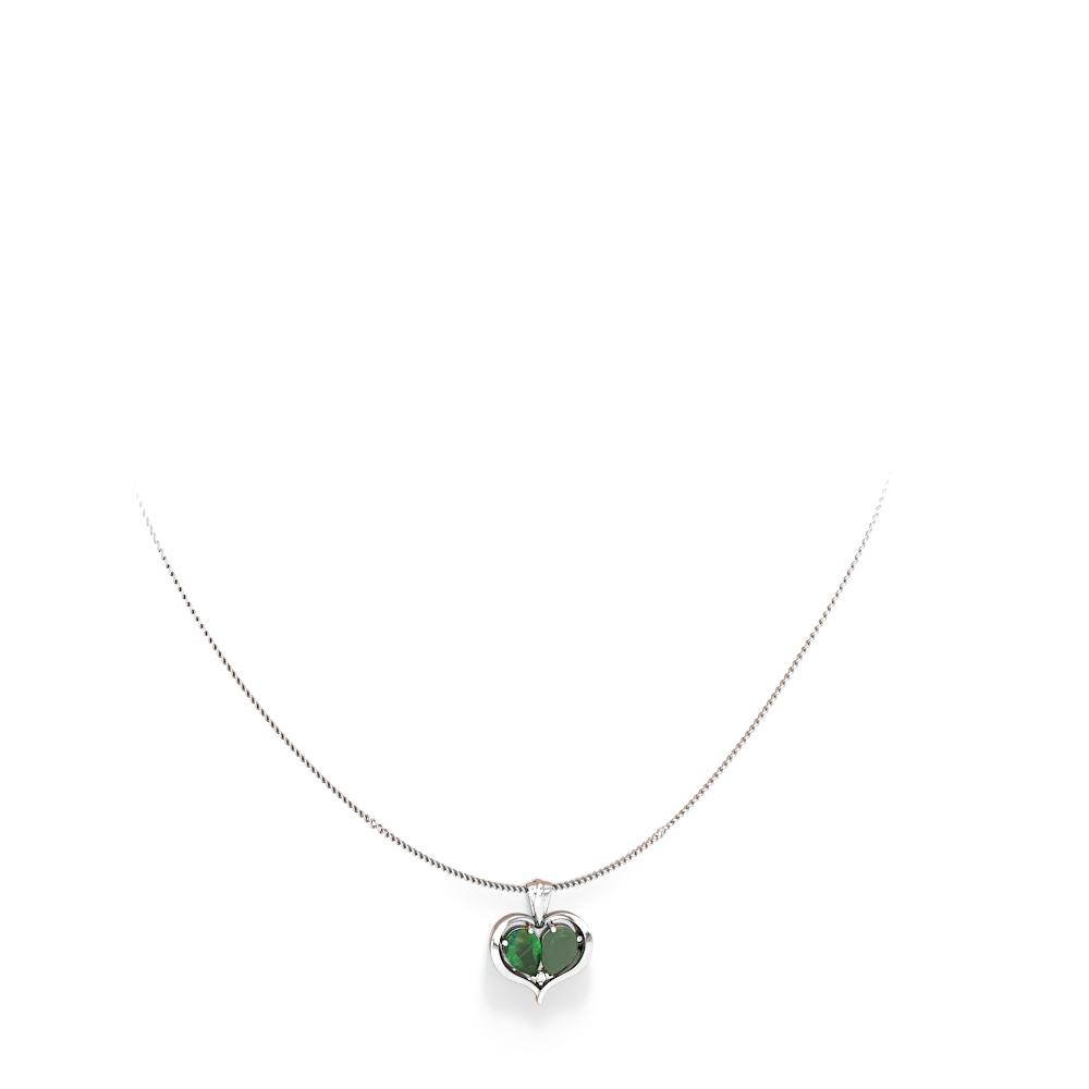 Emerald Two Become One 14K White Gold pendant P5330