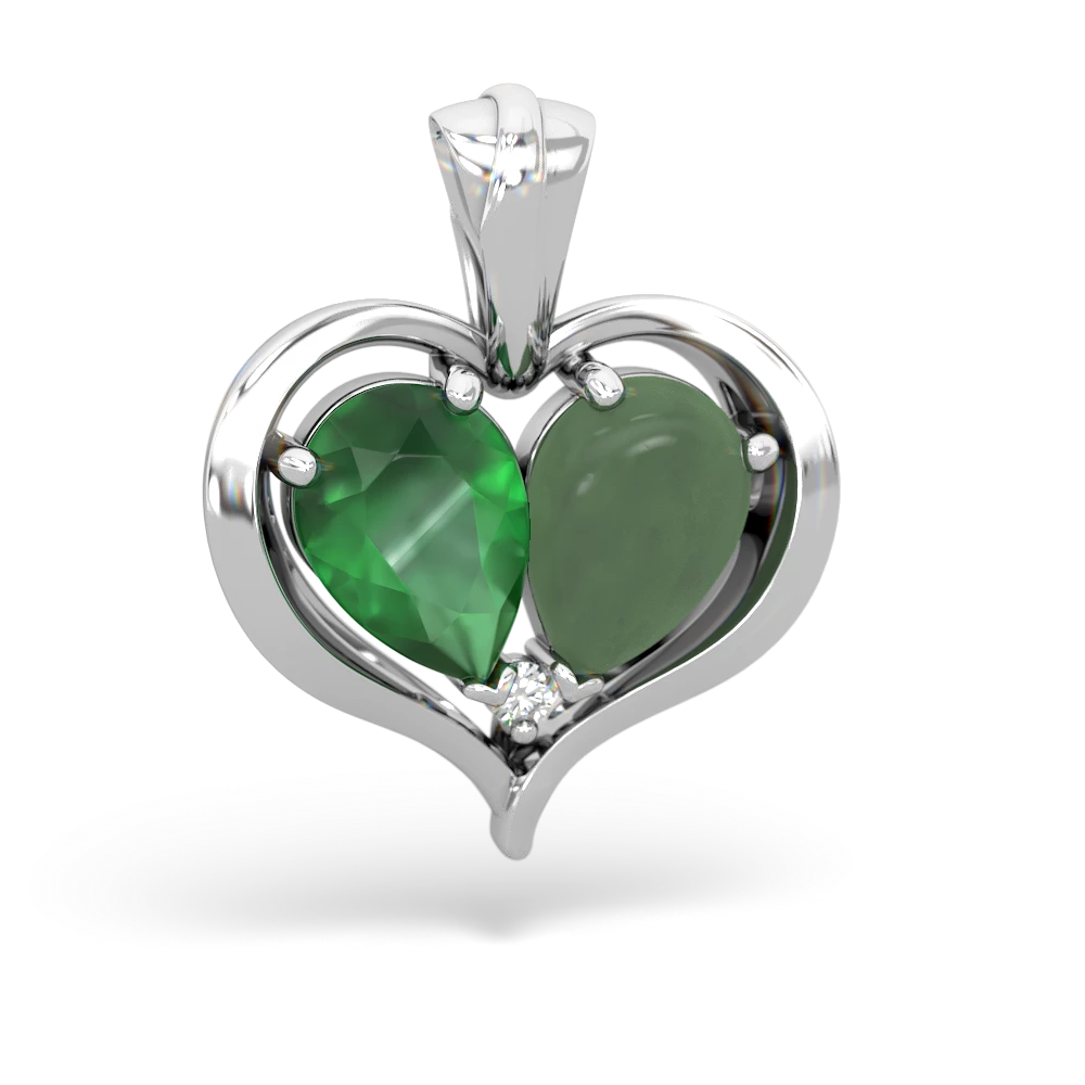 Emerald Two Become One 14K White Gold pendant P5330