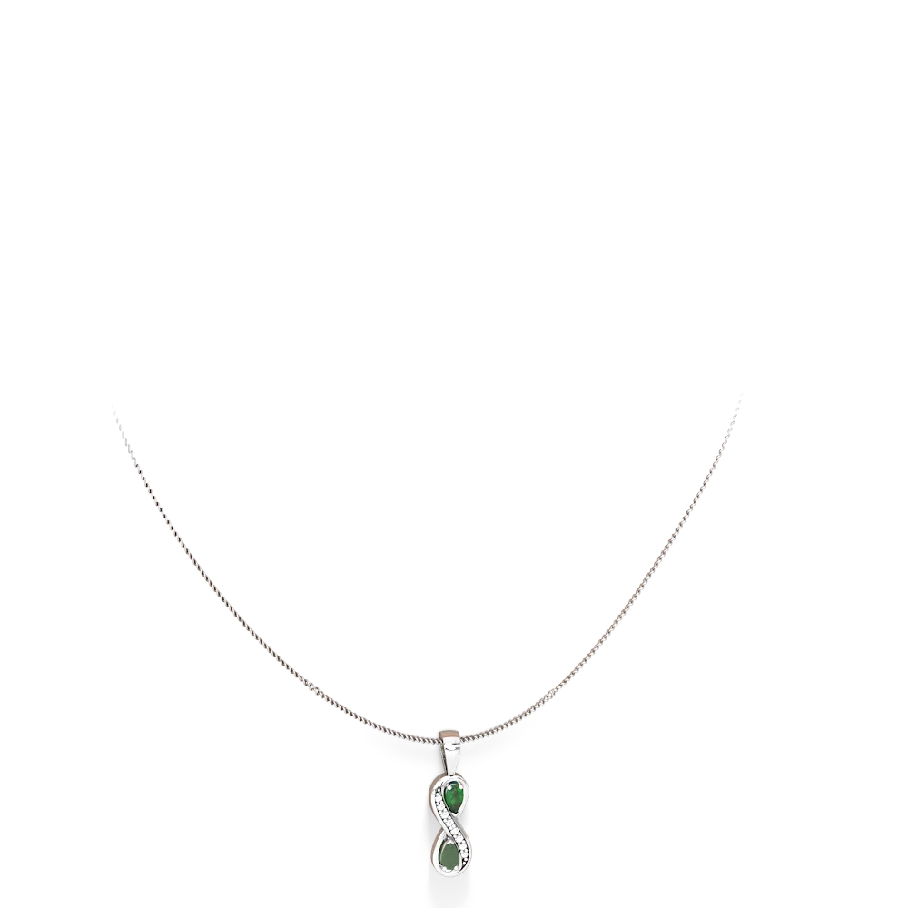 Emerald Diamond Infinity 14K White Gold pendant P5390