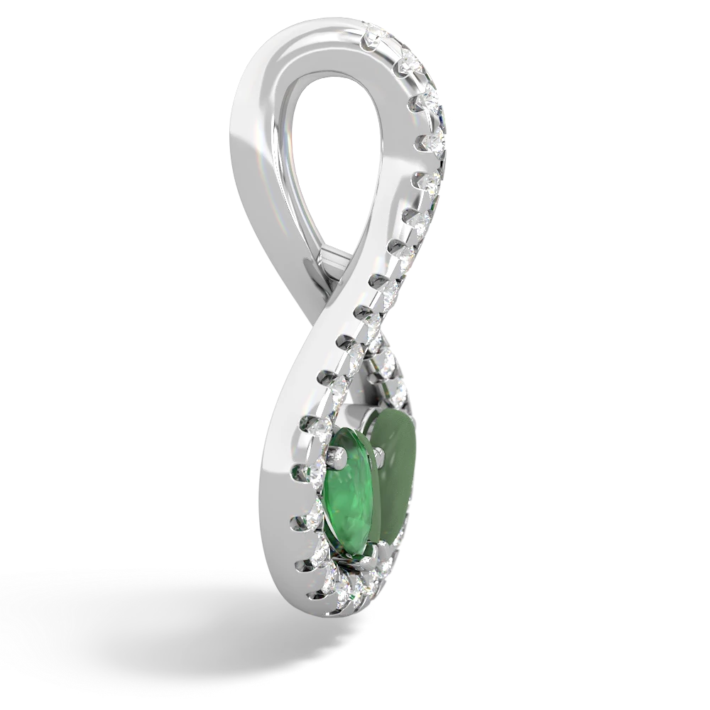 Emerald Pave Twist 'One Heart' 14K White Gold pendant P5360