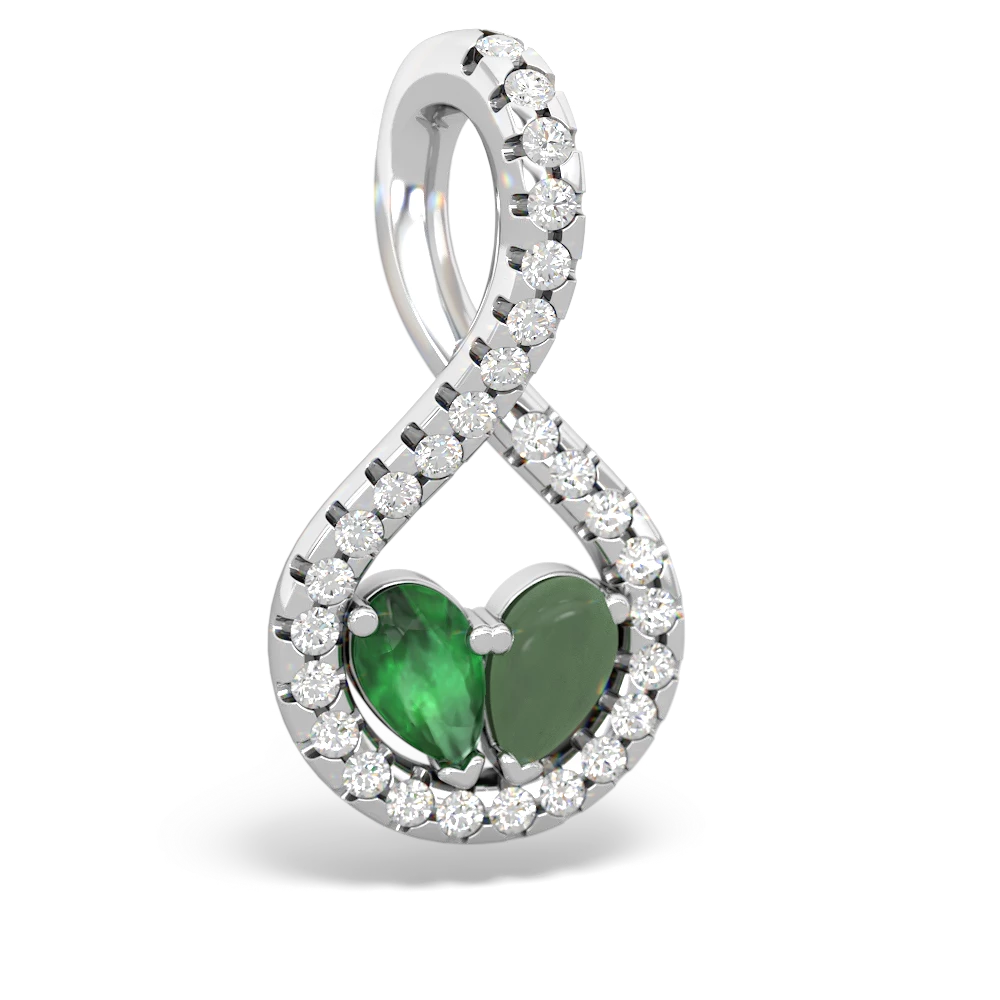 Emerald Pave Twist 'One Heart' 14K White Gold pendant P5360