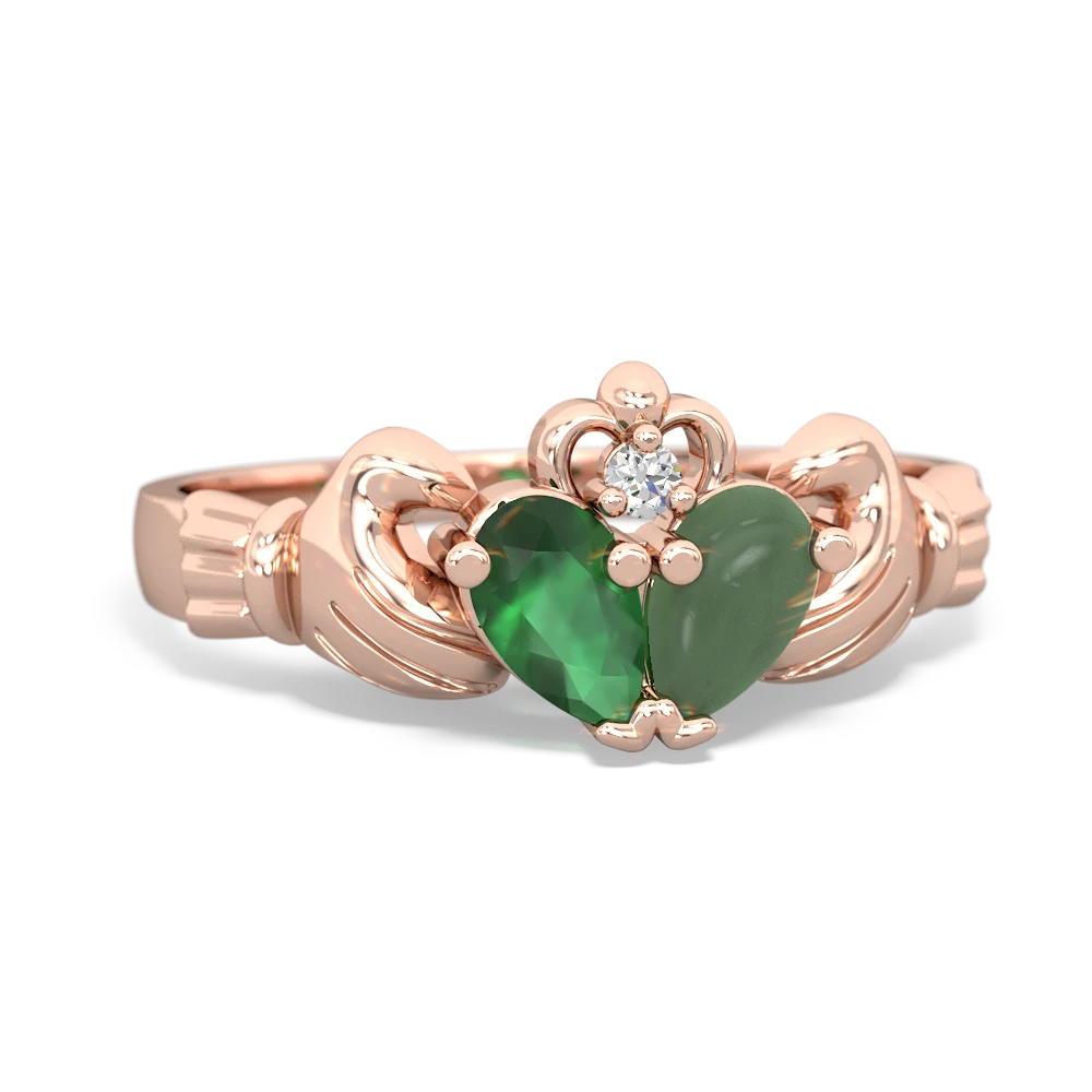 Emerald 'Our Heart' Claddagh 14K Rose Gold ring R2388