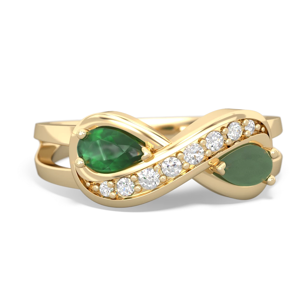 Emerald Diamond Infinity 14K Yellow Gold ring R5390