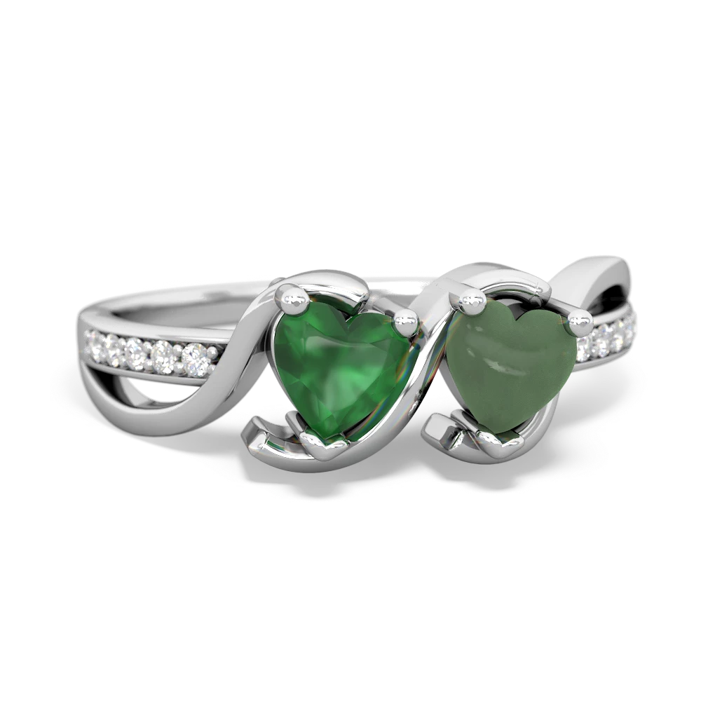Emerald Side By Side 14K White Gold ring R3090