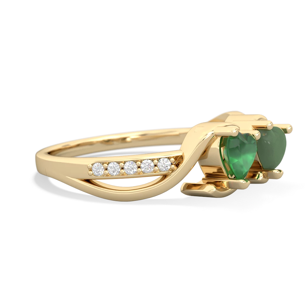 Emerald Side By Side 14K Yellow Gold ring R3090