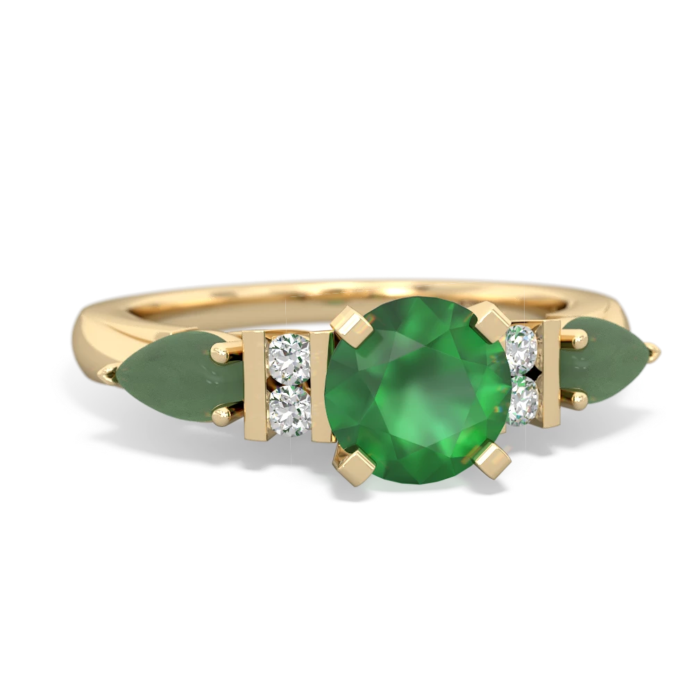 Emerald 6Mm Round Eternal Embrace Engagement 14K Yellow Gold ring R2005