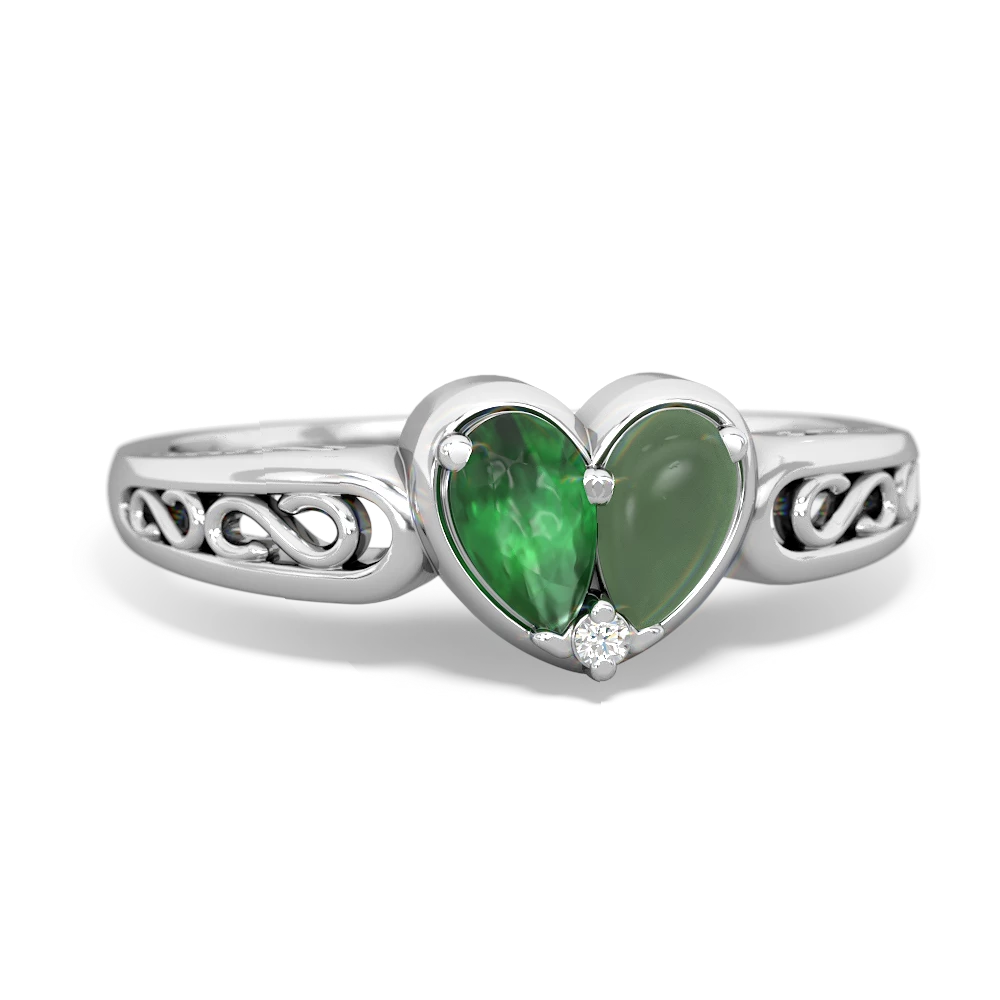 Emerald Filligree 'One Heart' 14K White Gold ring R5070