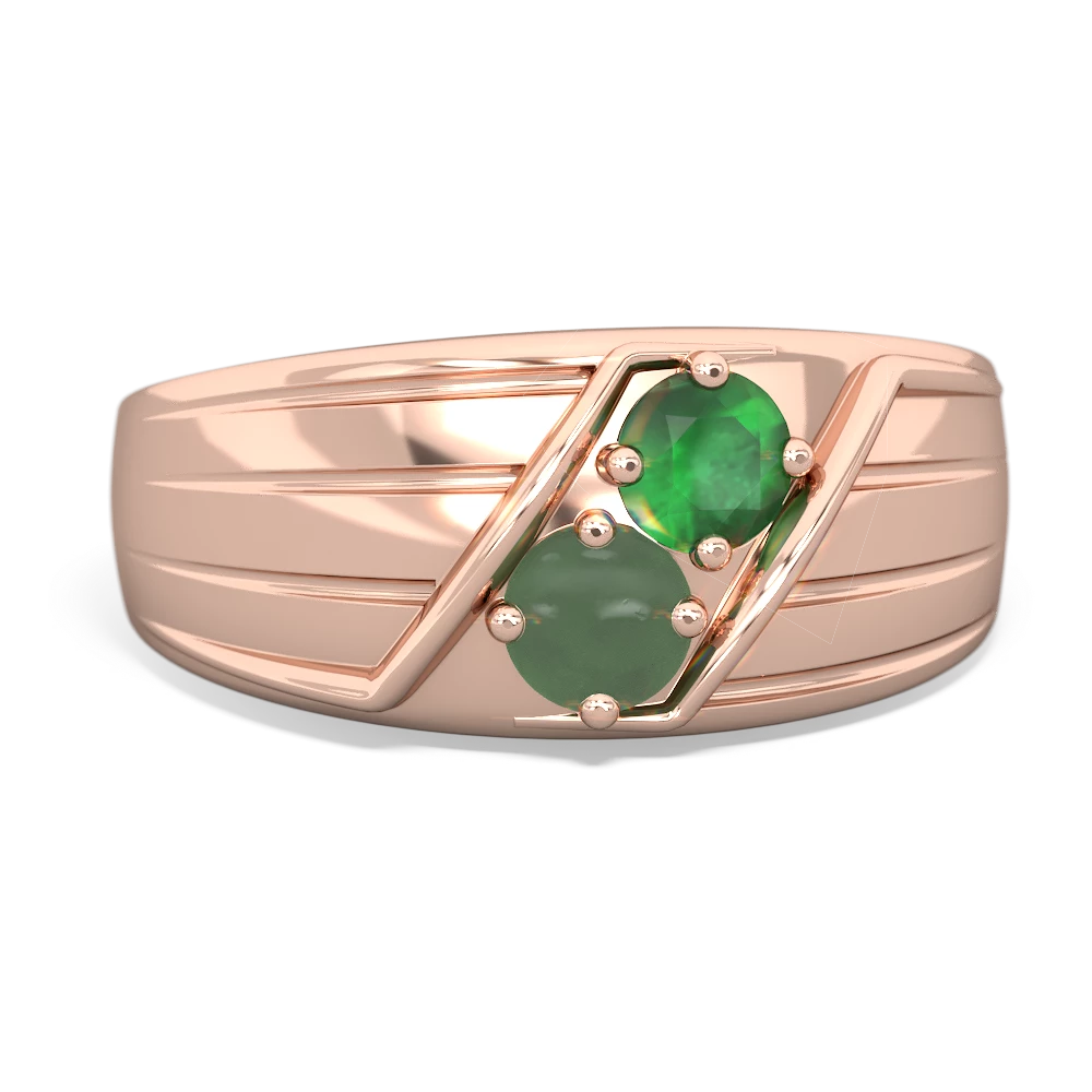 Emerald Men's Streamline 14K Rose Gold ring R0460