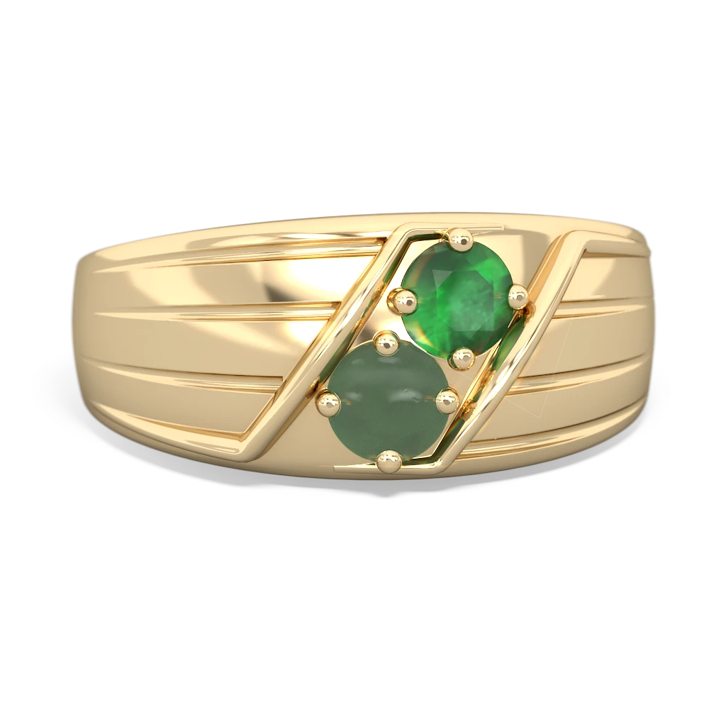 Emerald Men's Streamline 14K Yellow Gold ring R0460