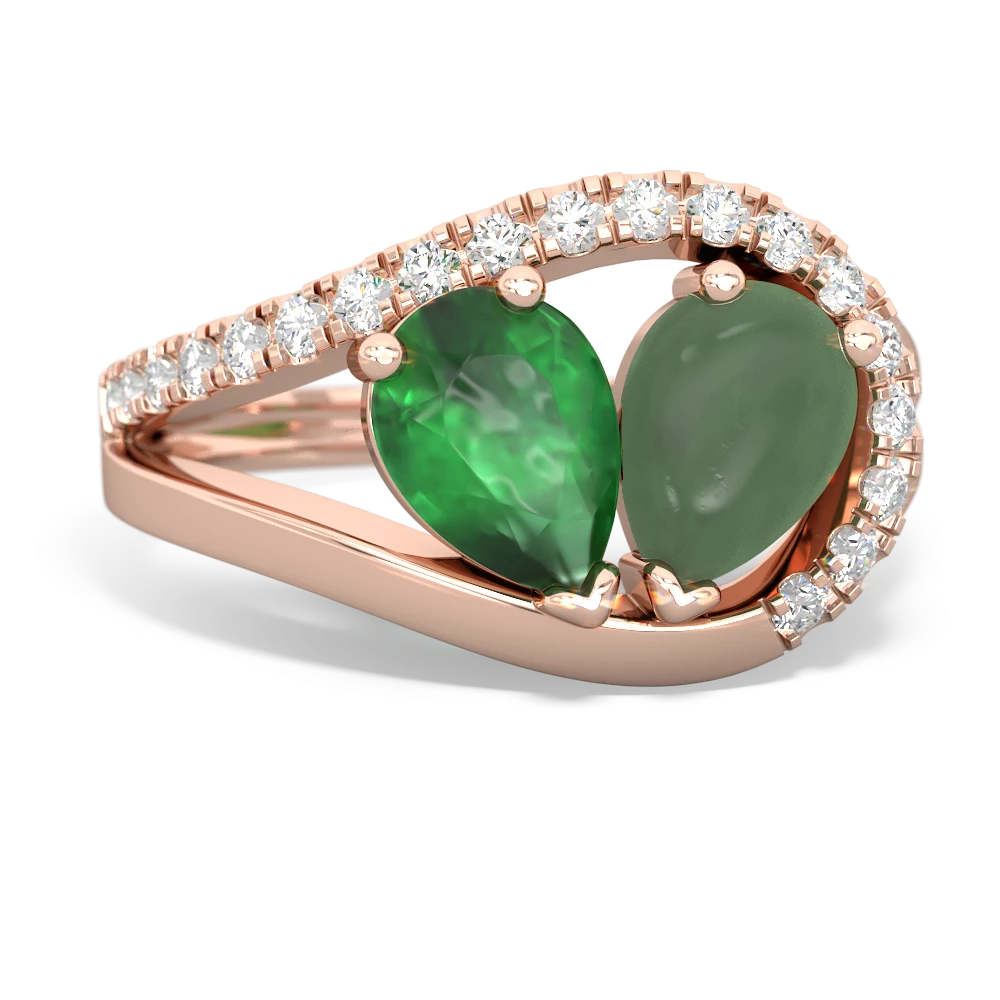 Emerald Nestled Heart Keepsake 14K Rose Gold ring R5650