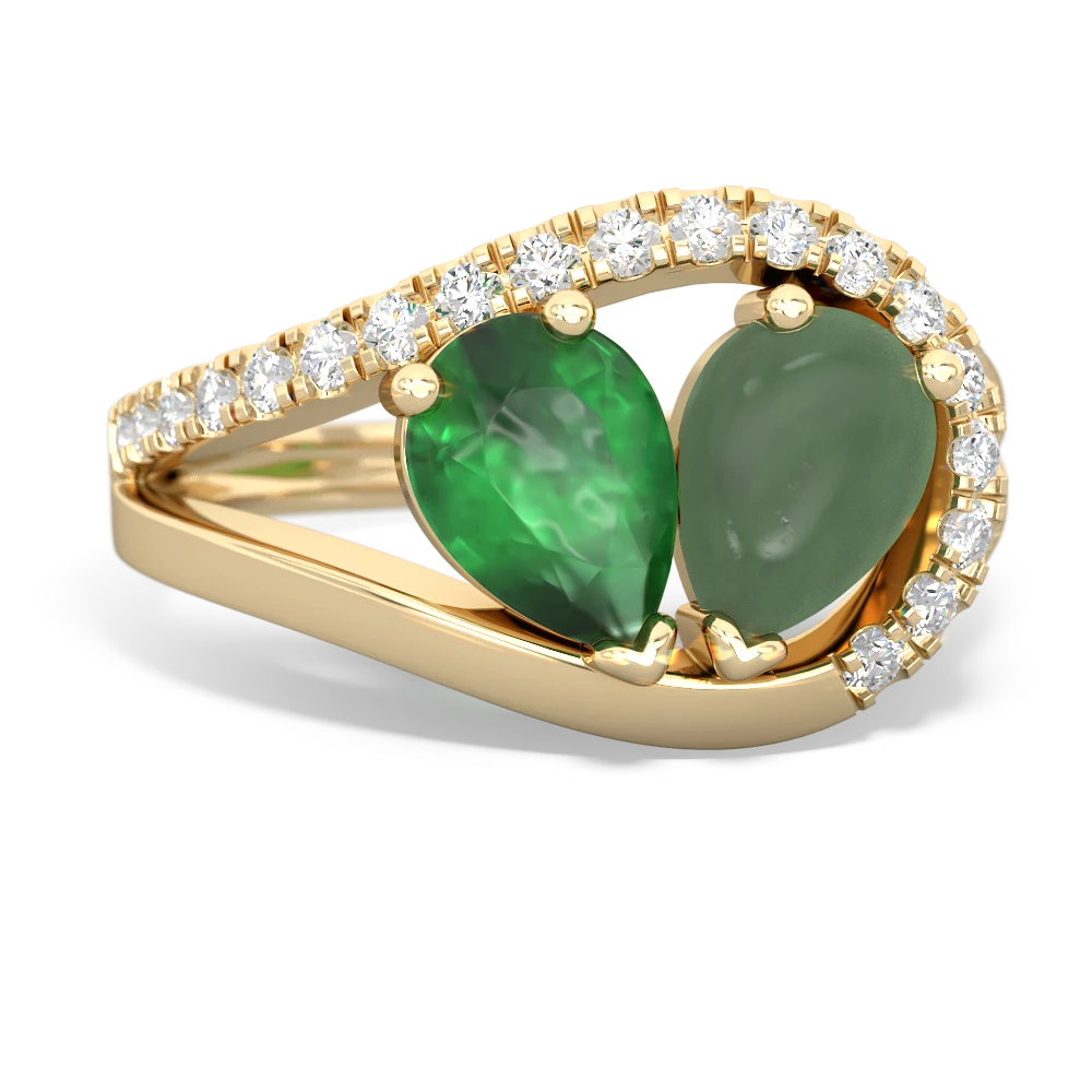 Emerald Nestled Heart Keepsake 14K Yellow Gold ring R5650