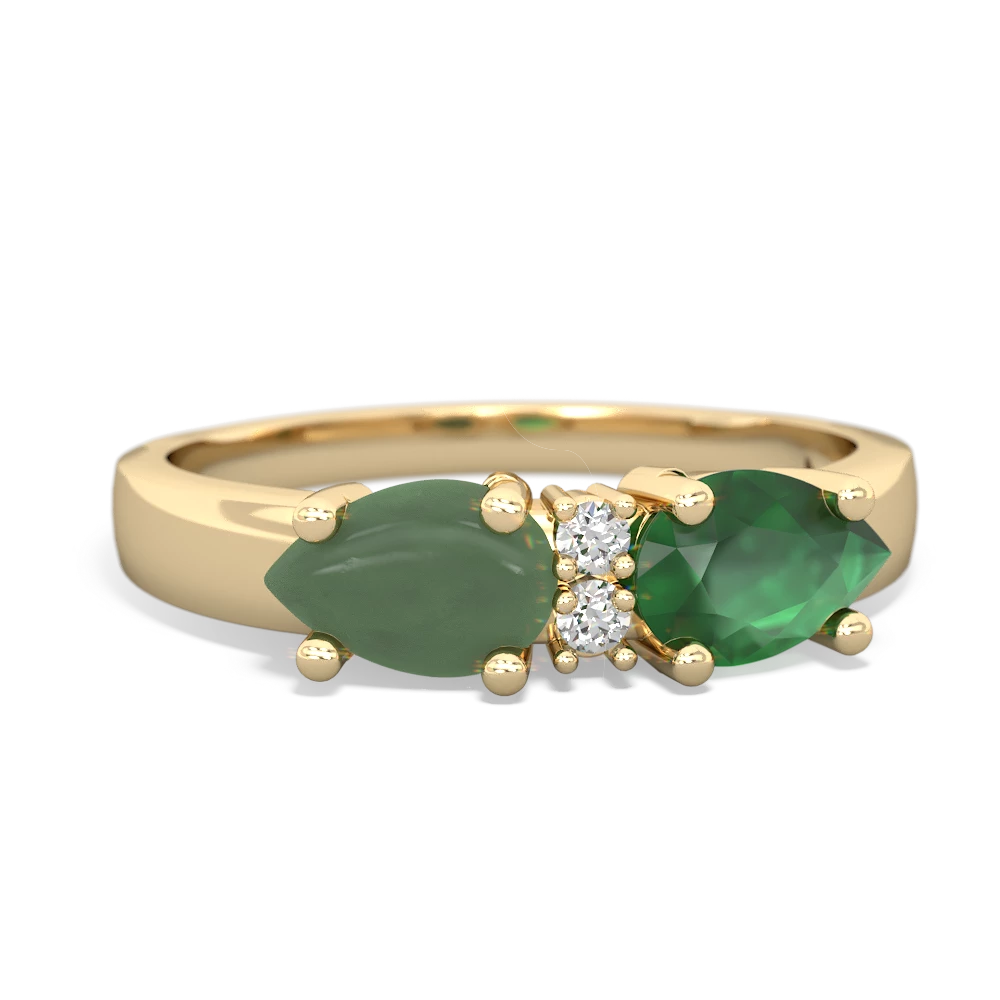 Emerald Pear Bowtie 14K Yellow Gold ring R0865