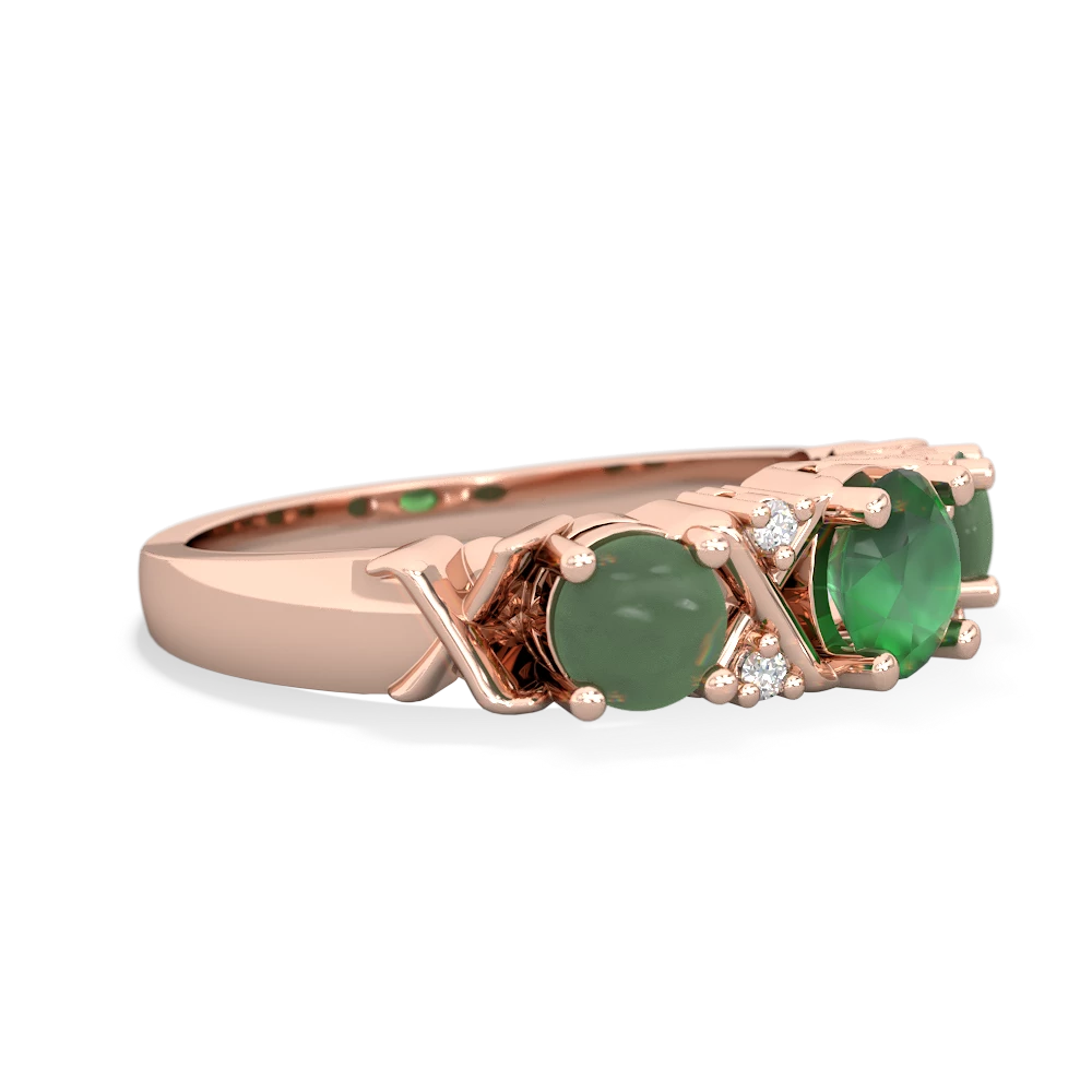 Emerald Hugs And Kisses 14K Rose Gold ring R5016