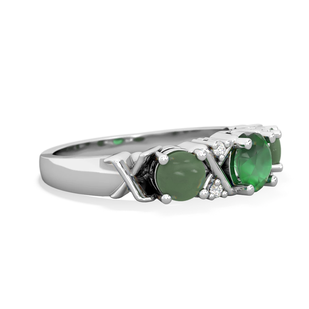 Emerald Hugs And Kisses 14K White Gold ring R5016