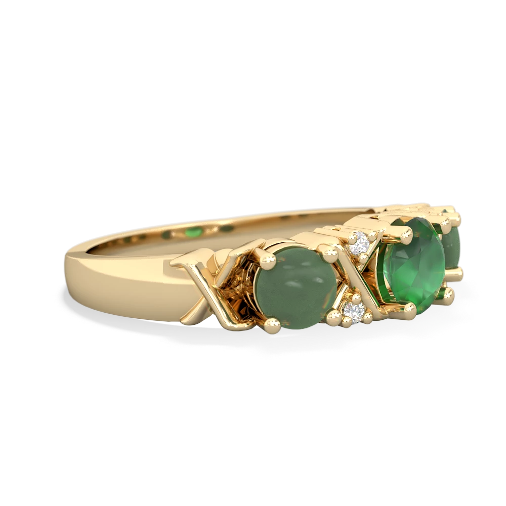 Emerald Hugs And Kisses 14K Yellow Gold ring R5016