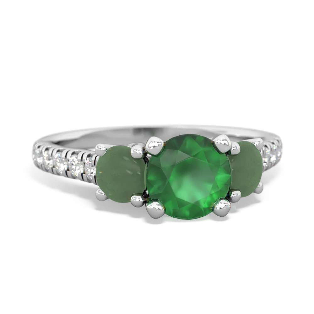 Emerald Pave Trellis 14K White Gold ring R5500