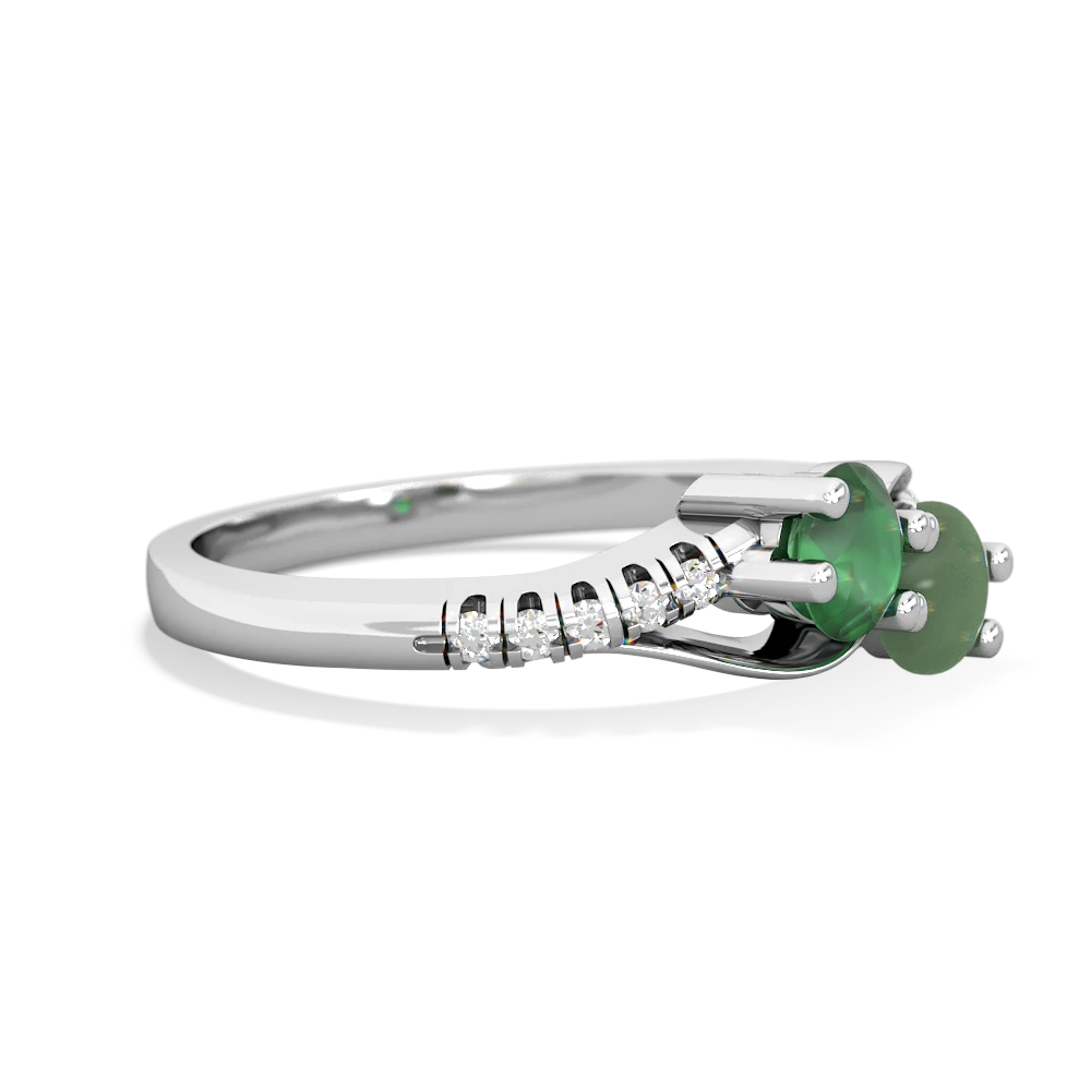 Emerald Infinity Pave Two Stone 14K White Gold ring R5285