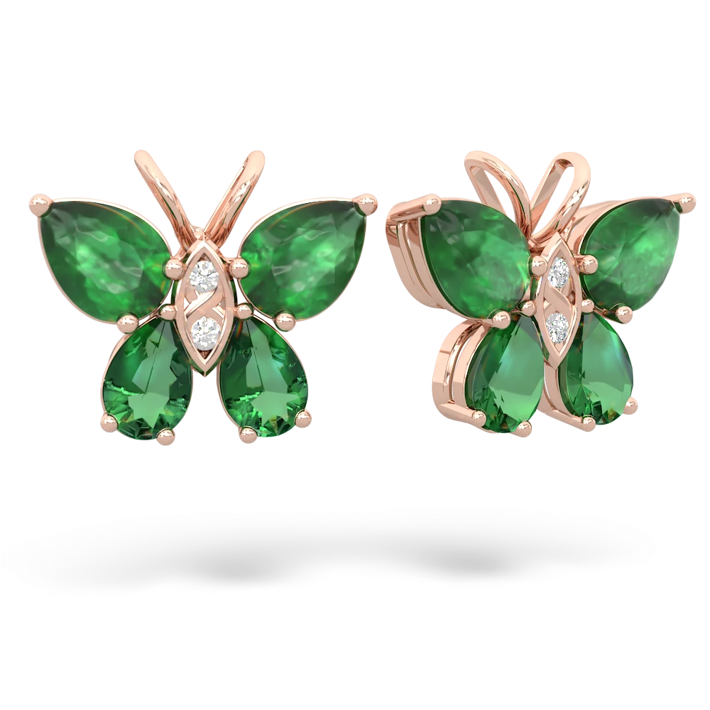 Emerald Butterfly 14K Rose Gold earrings E2215