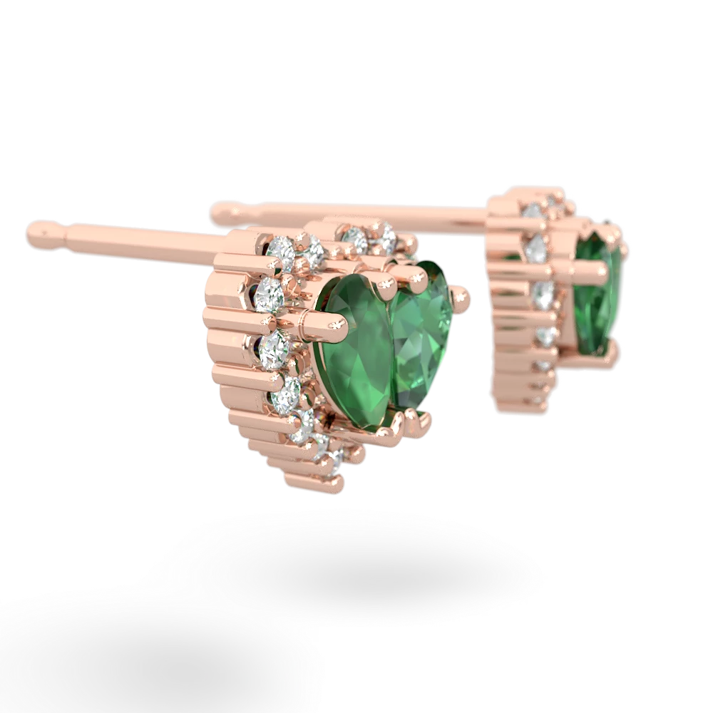Emerald Halo 14K Rose Gold earrings E7008