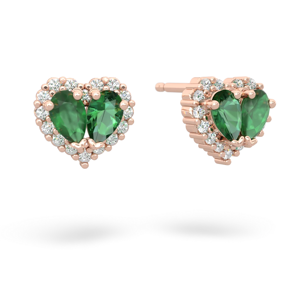 Emerald Halo 14K Rose Gold earrings E7008