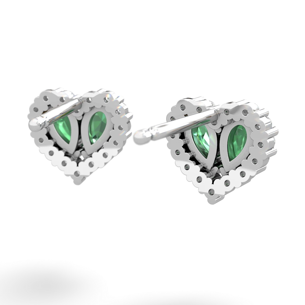 Emerald Halo 14K White Gold earrings E7008