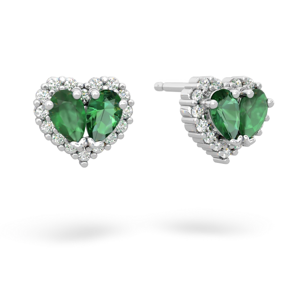 Emerald Halo 14K White Gold earrings E7008