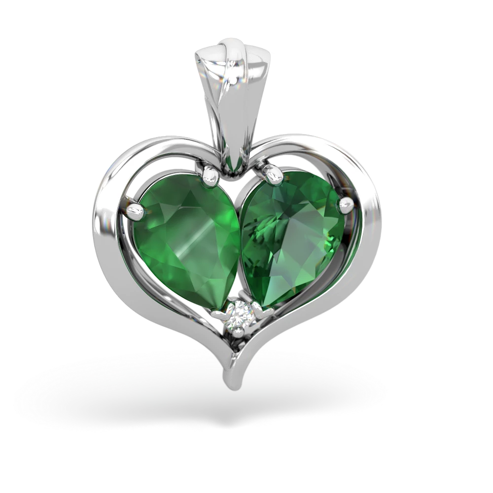 Emerald Two Become One 14K White Gold pendant P5330