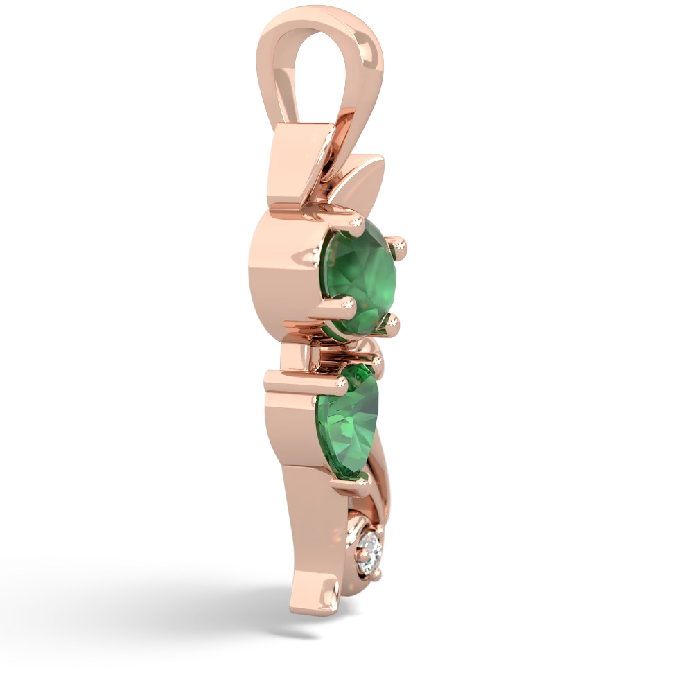 Emerald Kitten 14K Rose Gold pendant P5780