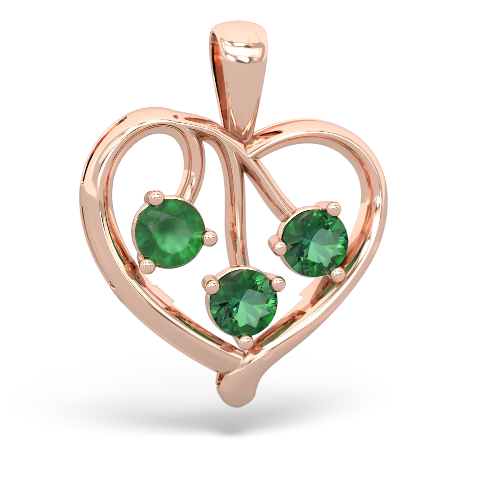 Emerald Glowing Heart 14K Rose Gold pendant P2233