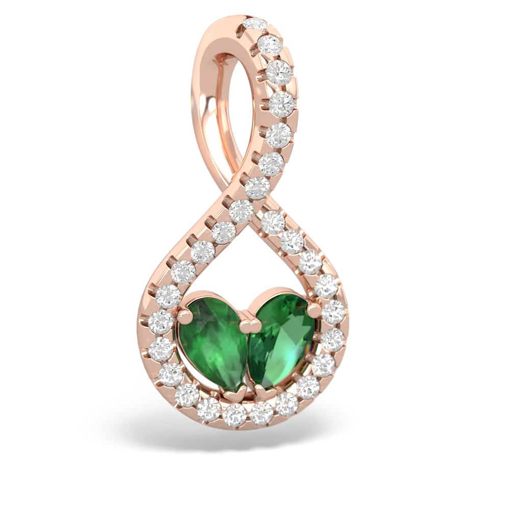 Emerald Pave Twist 'One Heart' 14K Rose Gold pendant P5360