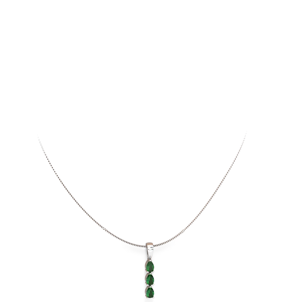 Emerald Dew Drops 14K White Gold pendant P2251