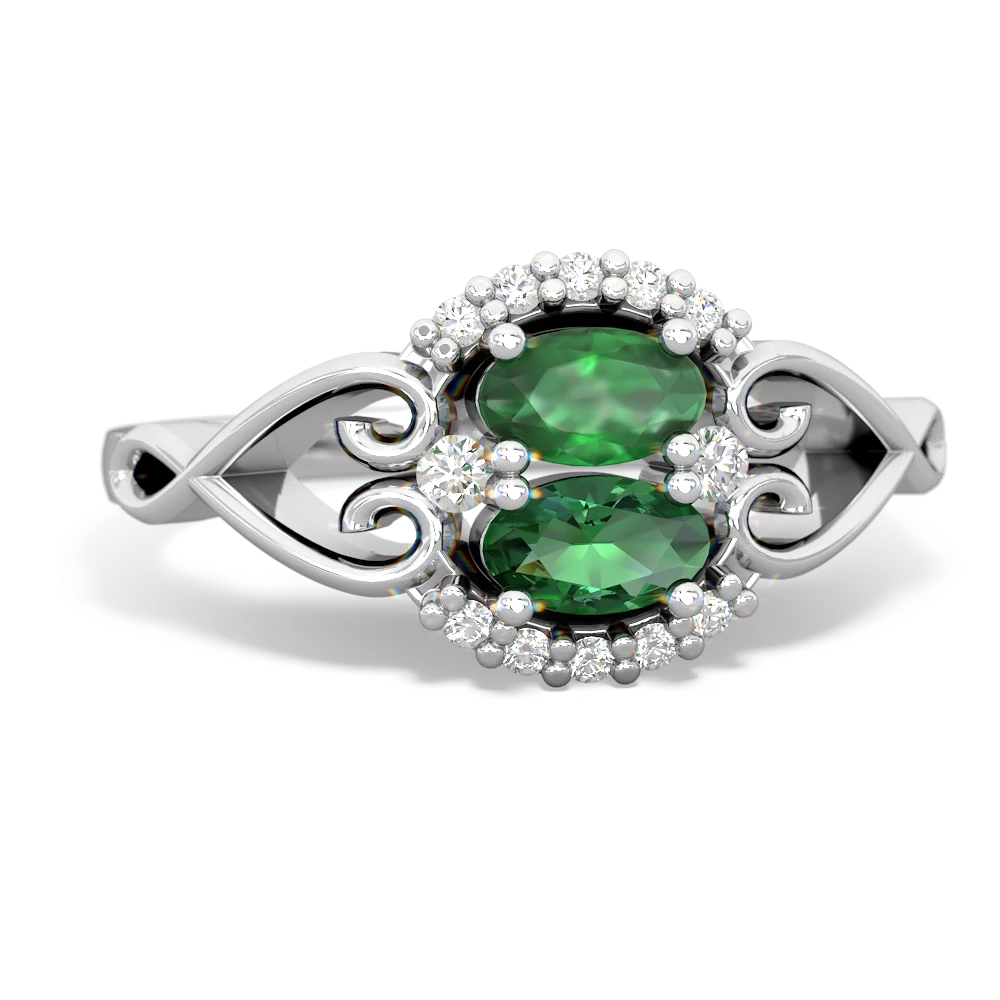 Emerald Love Nest 14K White Gold ring R5860