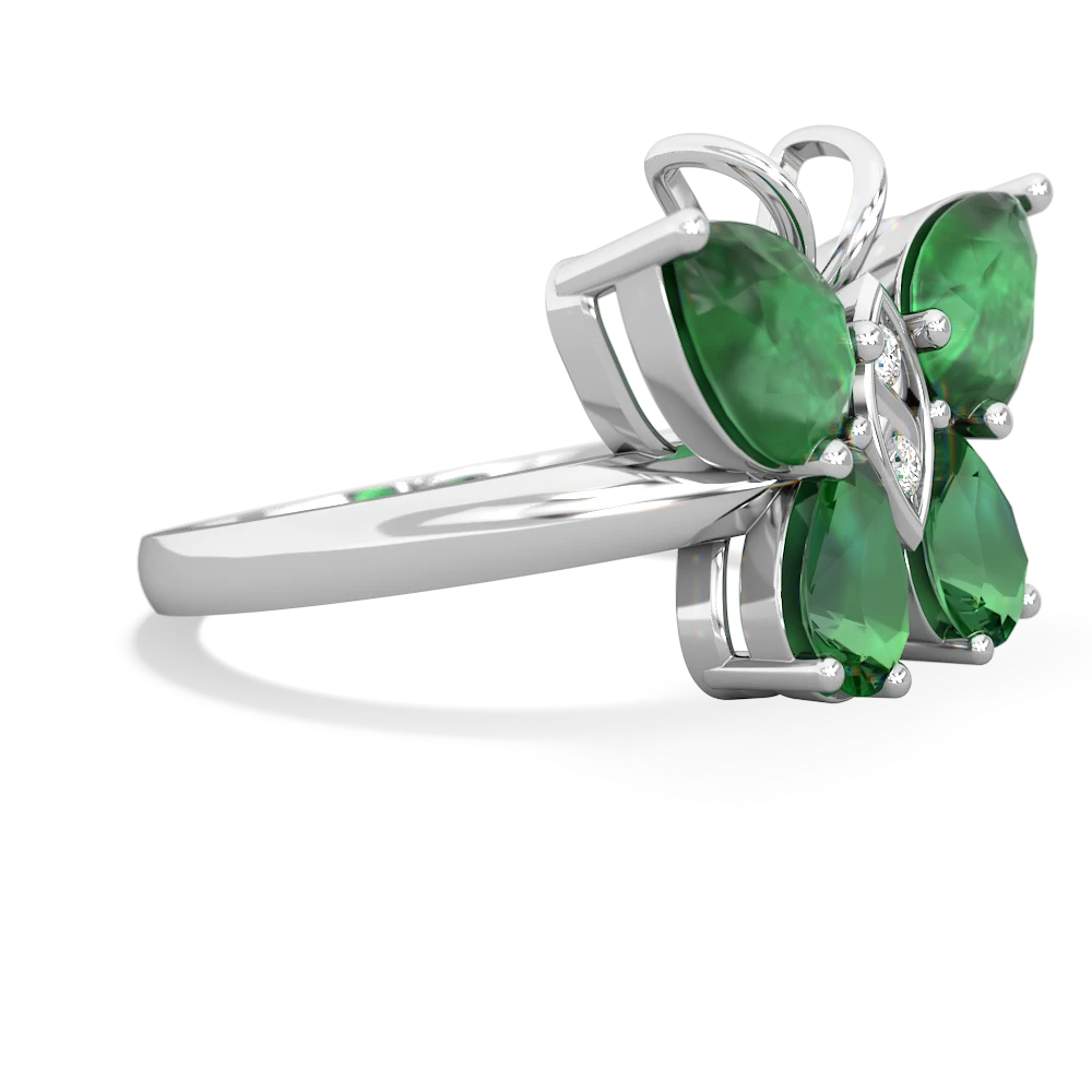 Emerald Butterfly 14K White Gold ring R2215