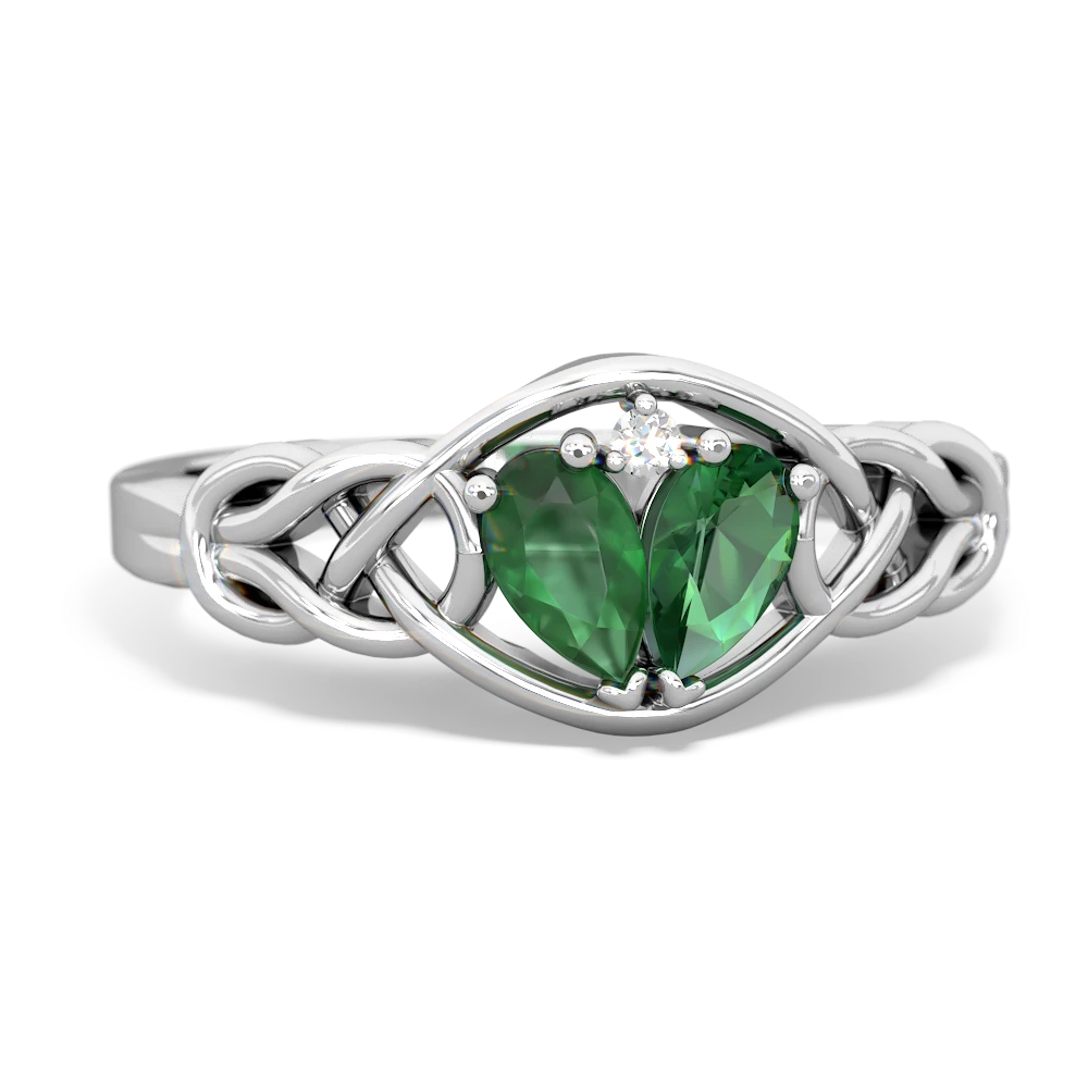 Emerald Celtic Love Knot 14K White Gold ring R5420