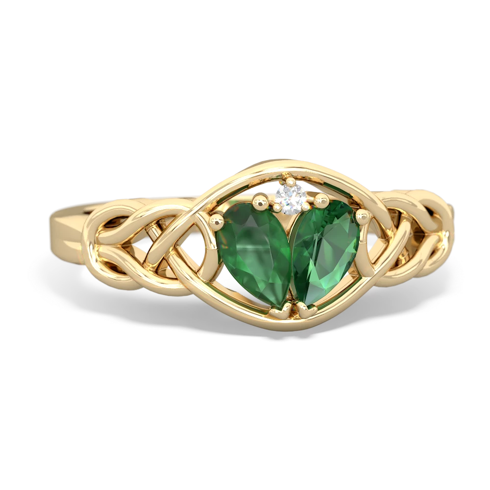 Emerald Celtic Love Knot 14K Yellow Gold ring R5420