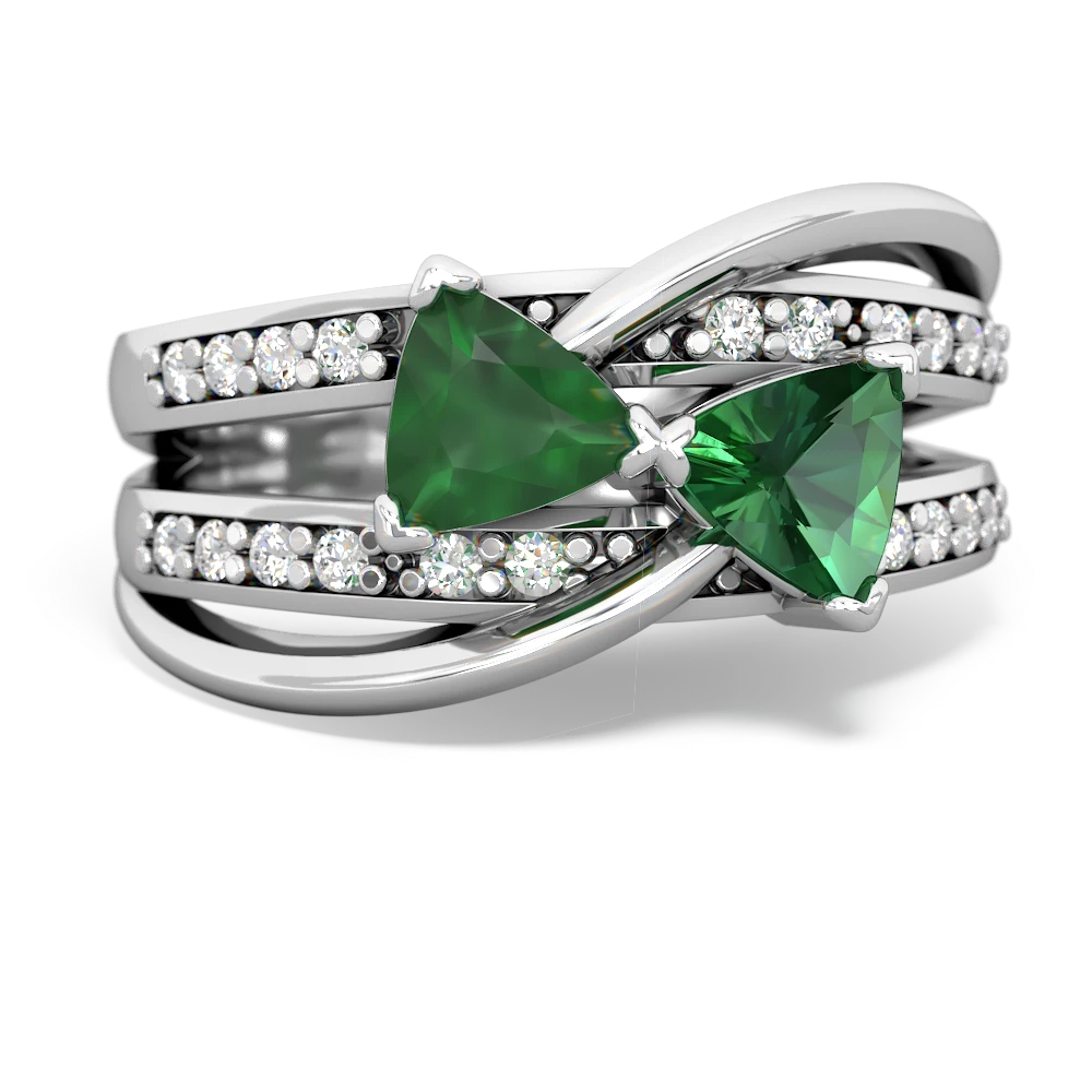 Emerald Bowtie 14K White Gold ring R2360