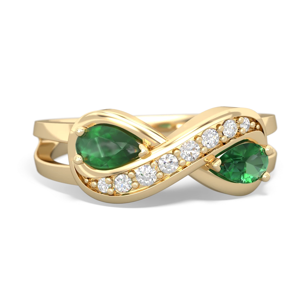 Emerald Diamond Infinity 14K Yellow Gold ring R5390