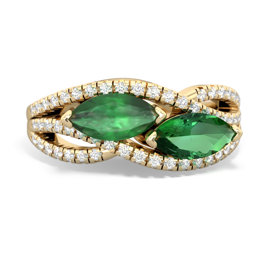 Emerald Diamond Rivers 14K Yellow Gold ring R3070