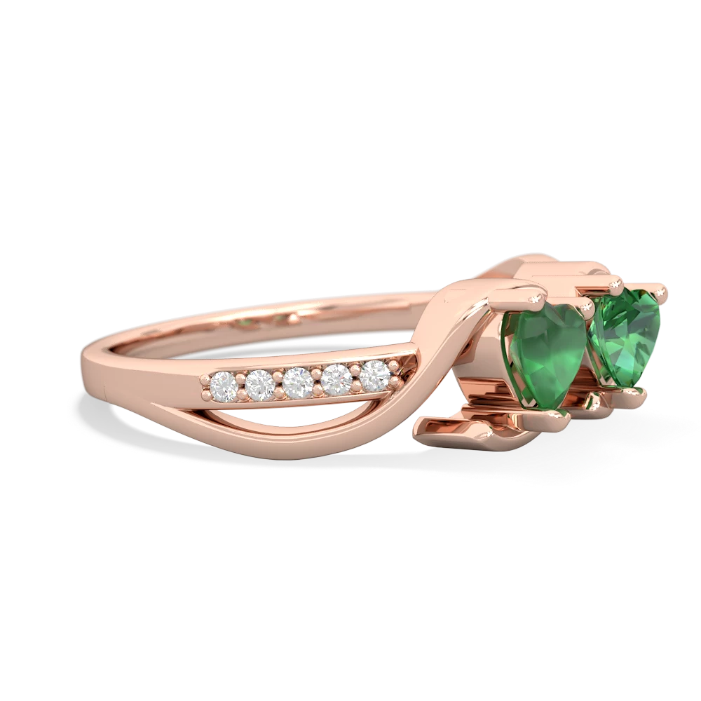 Emerald Side By Side 14K Rose Gold ring R3090