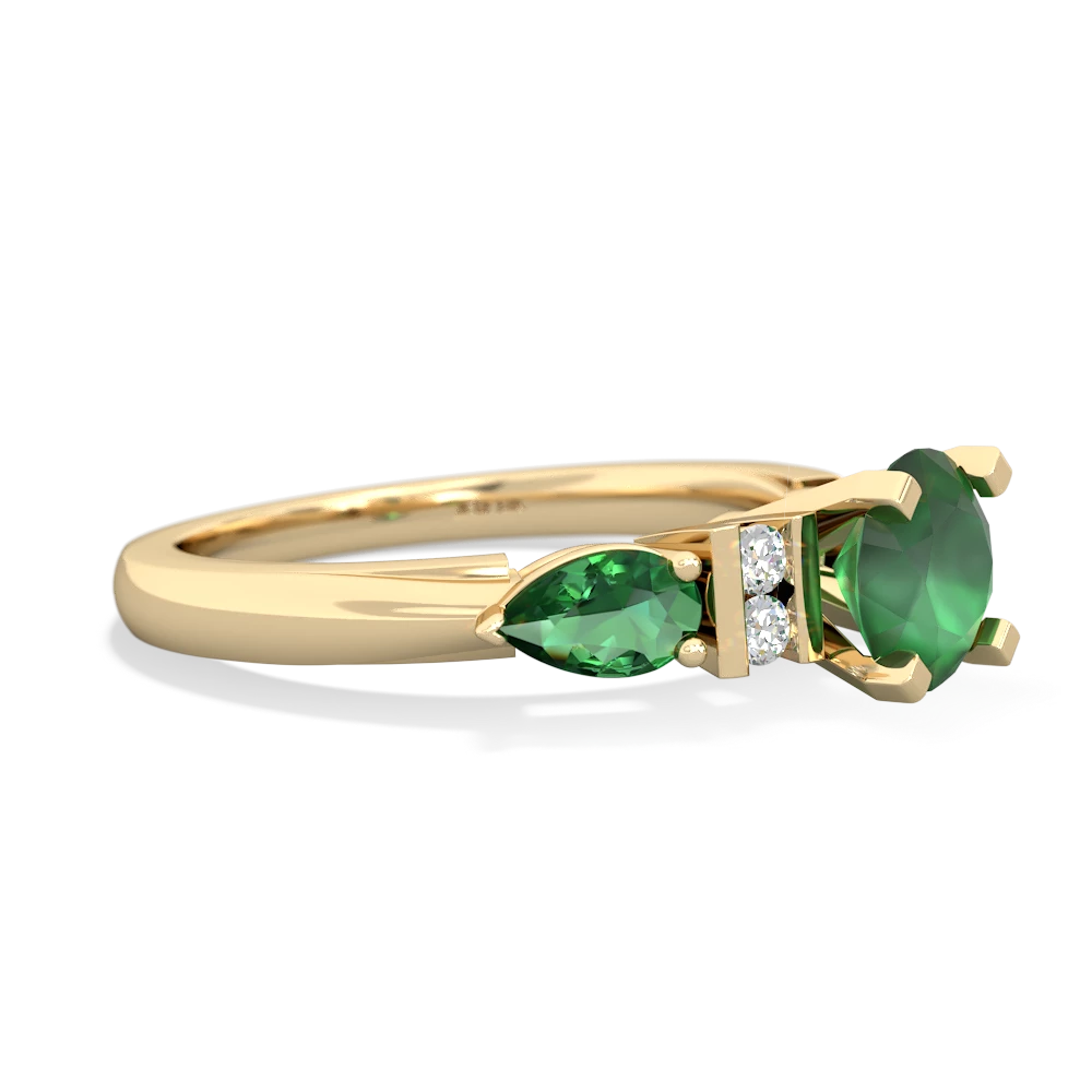 Emerald 6Mm Round Eternal Embrace Engagement 14K Yellow Gold ring R2005