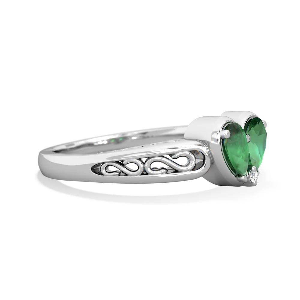 Emerald Filligree 'One Heart' 14K White Gold ring R5070