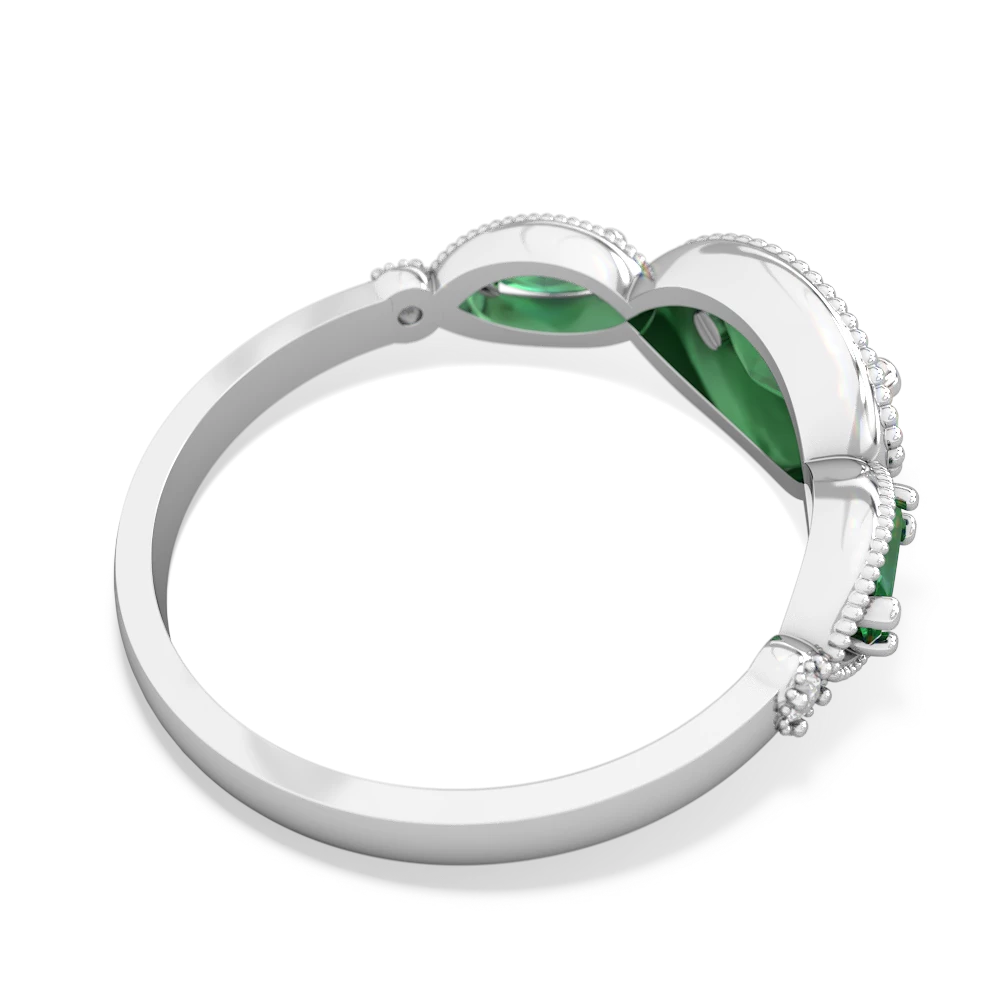 Emerald Milgrain Marquise 14K White Gold ring R5700